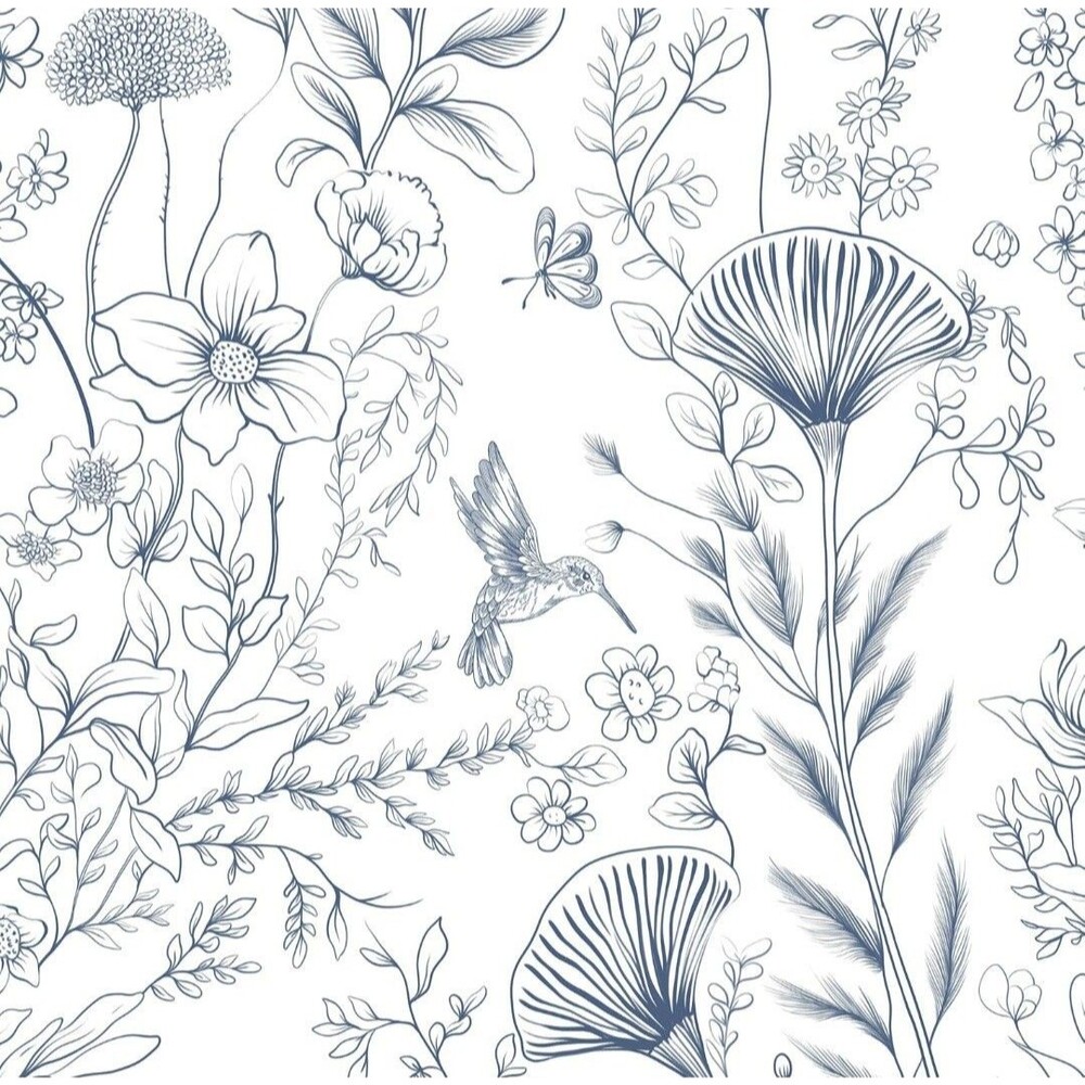 CiCiwind 17.3" ×393.7" Wallpaper Peel and Stick Blue and White Floral Wall Paper